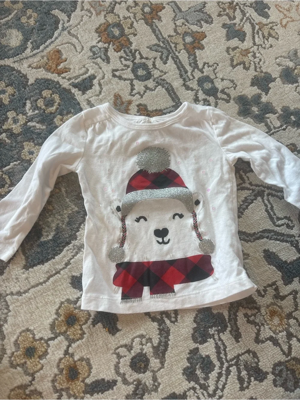 Carter's White Long-Sleeve Tee with Red Plaid Polar Bear